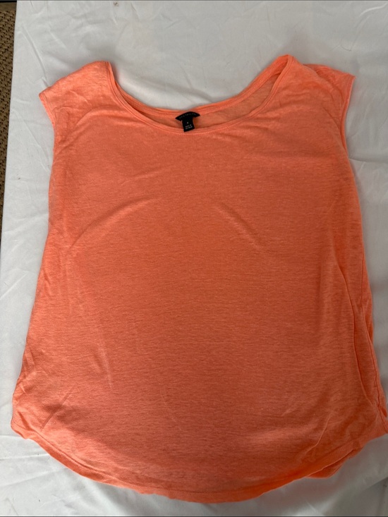 Ann Taylor Tops - Ann Taylor Scoop Neck LinenTank - Coral Orange